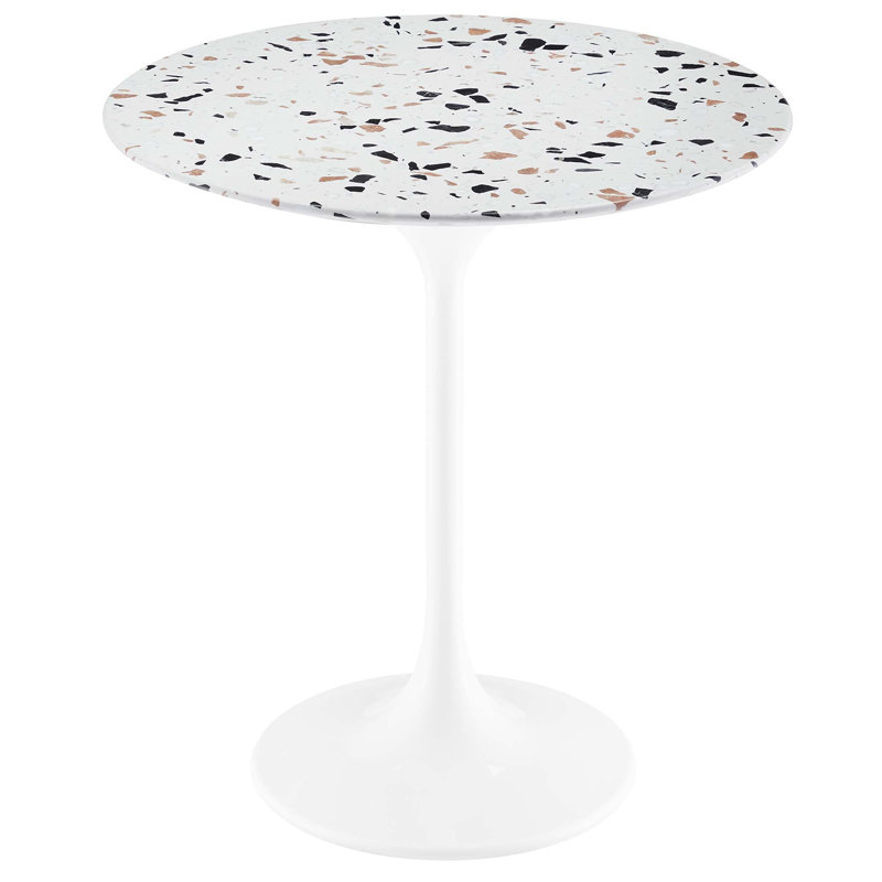 Modway Lippa Round Side Table, White, White Terrazzo