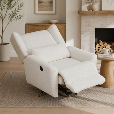 Fauteuil inclinable électrique pivotant, rembourré Boucle 360 ° avec base 5 étoiles - beige