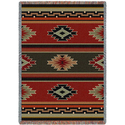 Southwest Native American Inspired - Gift Tapestry Throw Woven from Cotton - Made in The USA (72x54)