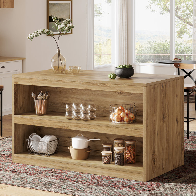 Îlot de cuisine 59 po avec deux tablettes de rangement