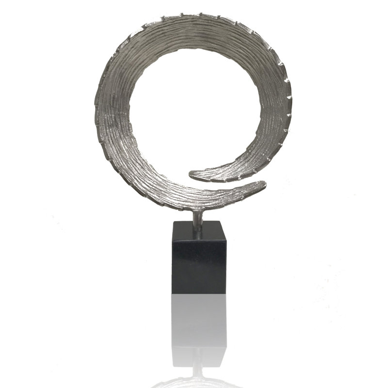 Alfie-James 16" Black and Silver Marble and Aluminum Tabletop Sculpture, Large