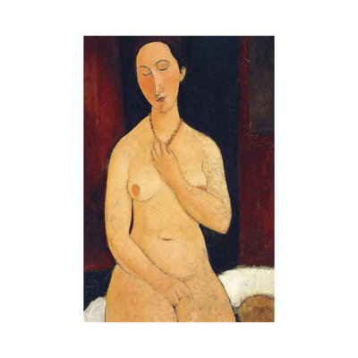 Sitting Nude With Necklace, 1917 by Amedeo Modigliani - Wrapped Canvas Painting