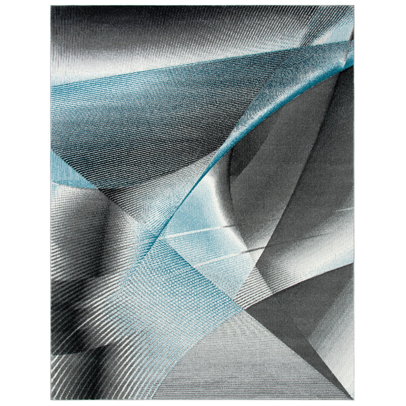 Hollywood Skota Grey and Blue Abstract 8x10 Rug