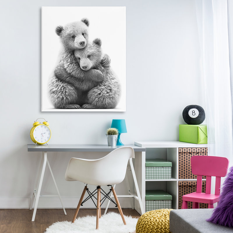 «Two Hugling Bears», art mural sur toile par Annalisa Latella, H 48 po x l 36 po