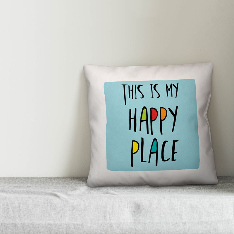  Coussin This is My Happy Place, bleu