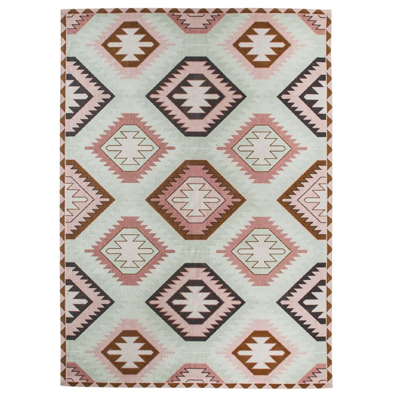Tapis rond rose et vert Amelia-Louise, Rectangle 9 pi 6 po x 13 pi 2 po