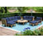 Huntington 12 Piece Teak Sectional Seating Group with Sunbrella Cushions-492633470-508217820