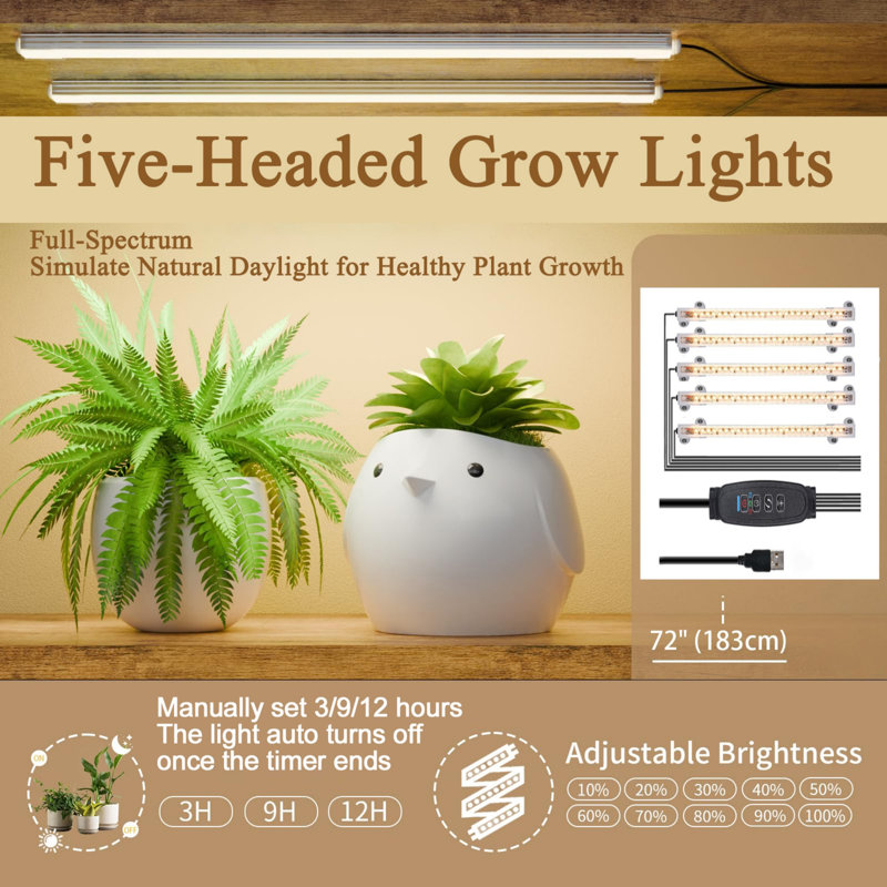 65" Tiered Plant Stand with Grow Lights