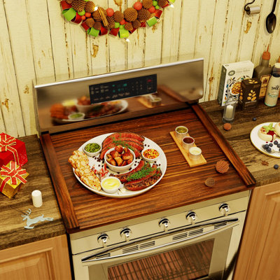 Noodle Board Stove Cover Wood (Ready To Use), Stove Top Covers For Electric Stove, Wooden Decorative Rustic Kitchen Serving Tray,