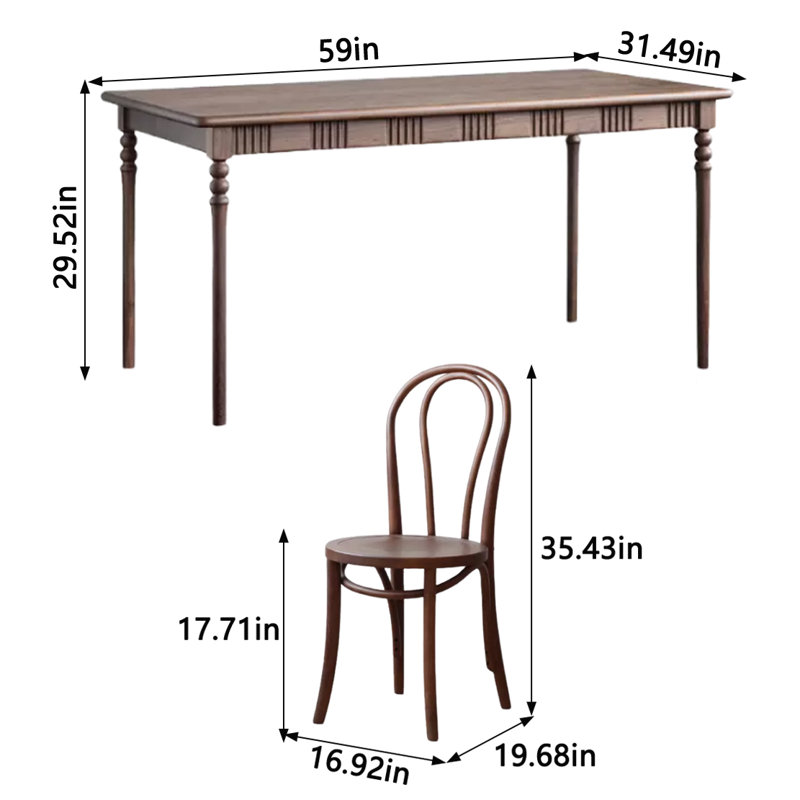 Rectangular 59'' L x 31.49'' W Dining Set, Ensemble repas 5 pièces