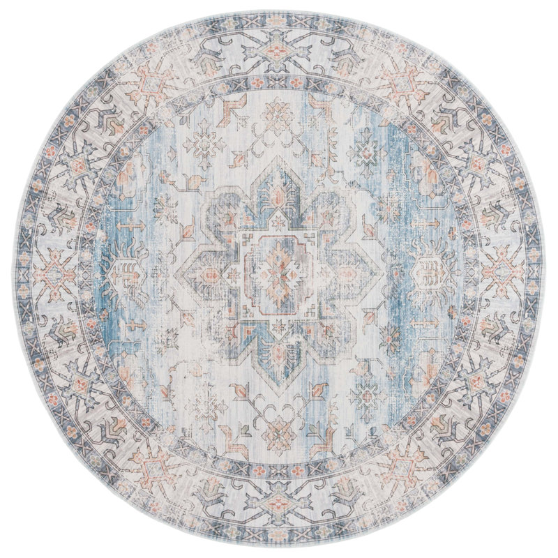 Rayniya Performance Machine Washable Oriental Rug, Round 6'