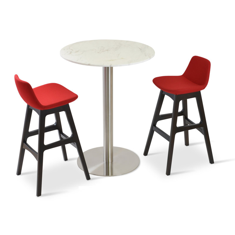 Tabouret de bar et de comptoir Pera, Bois de hêtre wengé, PPM - Rouge, Tabouret de bar (siège d'une hauteur de 29 po)