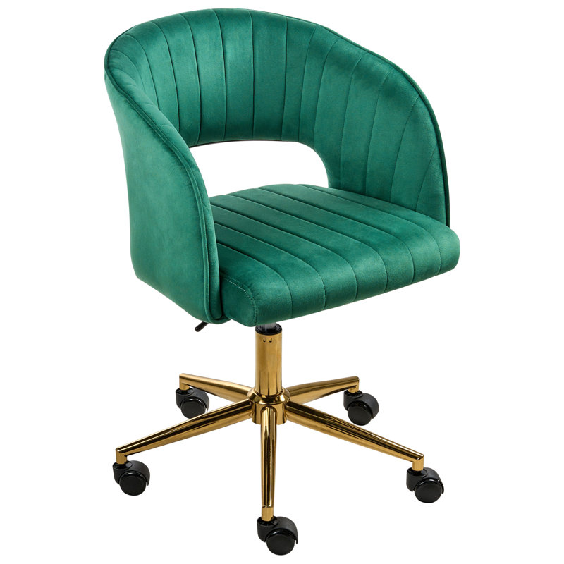 Fairmont Park Office Chair, Velvet, Green, Gold