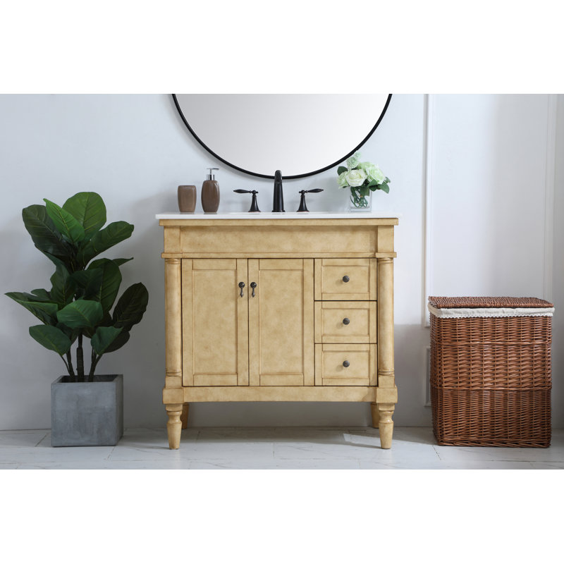 Ensemble de meuble-lavabo simple 36 po Lexington, Bronze antique, Blanc Ivoire