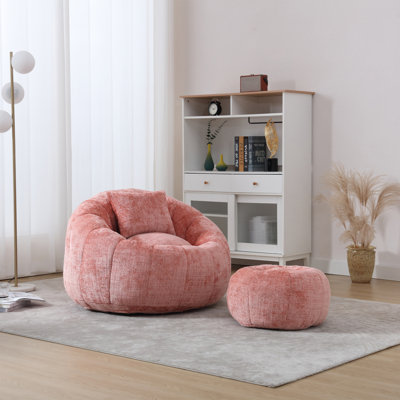 Fauteuil à billes de style uni UNI WIN, chaise ronde confortable pour adultes avec repose-pieds, canapé-lit simple de loisirs avec coussin pour salon, chambre à coucher, appartement