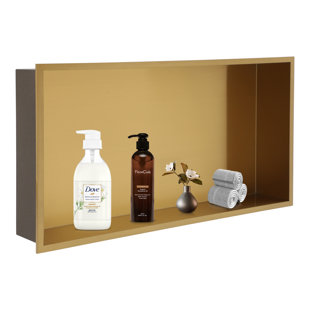 24" W x 12" H Stainless Steel Wall Niche Bathroom Shower Niche No Tile Rectangular Recessed Niche