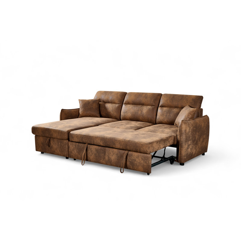 4 Seater Sofa Bed, Left Hand Facing, Brown