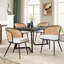 Chaises de salle à manger rembourrées en tissu de polyuréthane 19,3 po H avec dossier canne et structure en métal noir-344166915-364064137