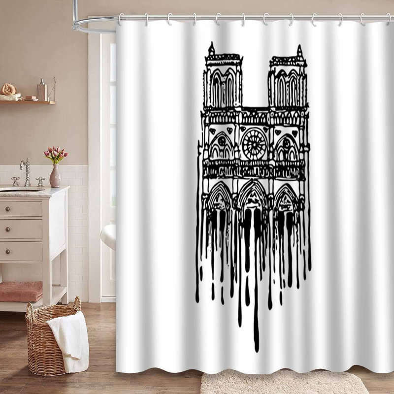 Rideau de douche cathédrale avec 12 crochets, L 72 po x l 72 po