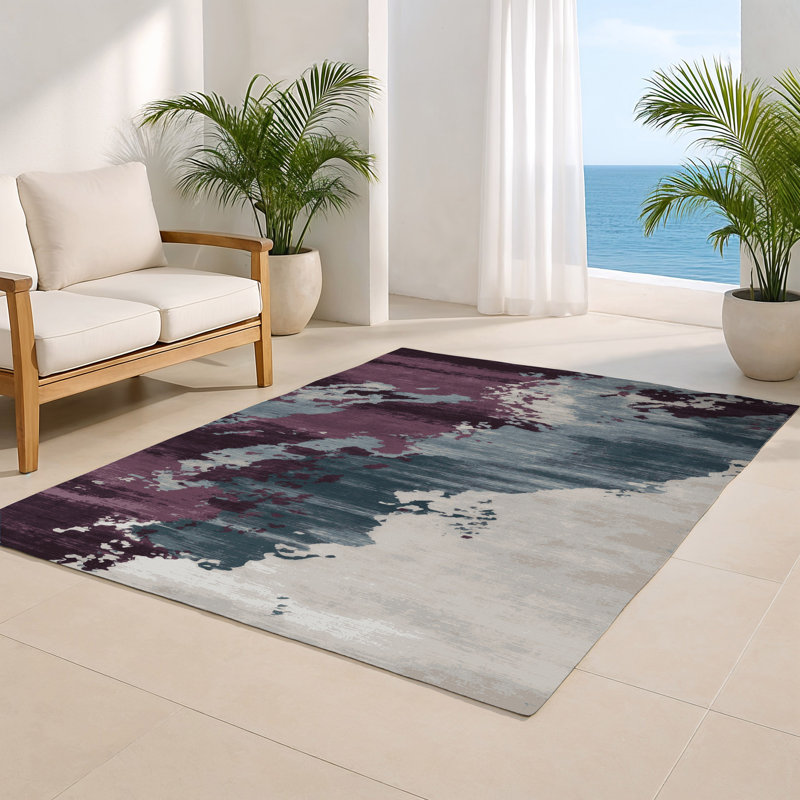 Watercolor Purple Indoor and Outdoor Area Rug, Rectangle 2' x 3'