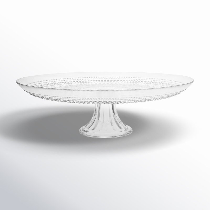 Clear Glass Pedestal Cake Stand with Beaded Detailing