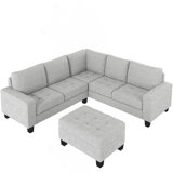 Sectional Corner Sofa L-Shape Couch Space Saving With Storage Ottoman & Cup Holders Design For Large Space Dorm Apartment