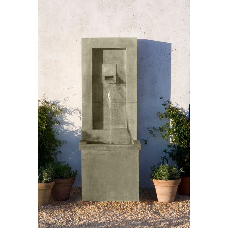 Moderne Column Fountain with Light, Verde