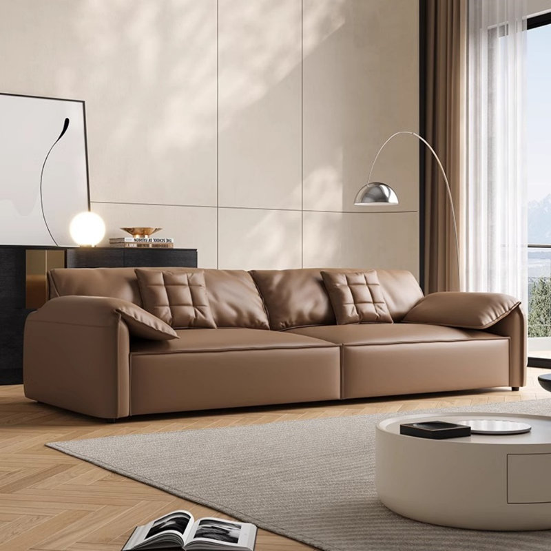 Creative Minimalist Casual Sofa, Brown, 4, 27.56" H x 110.24" W x 41.34" D