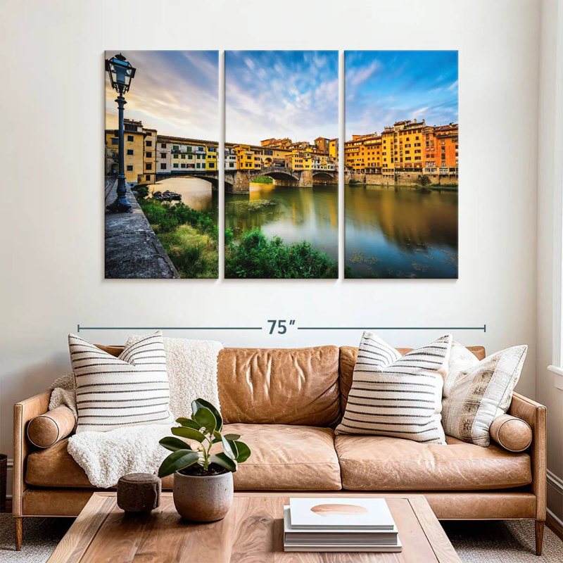 Ponte Vecchio, paysage fluvial, H 42 po x l 65 po