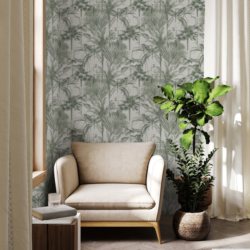 Sublime Floral Vinyl Wallpaper Double Roll, Green