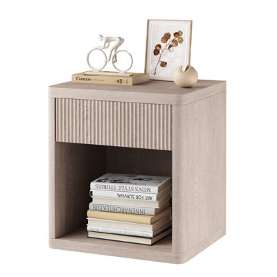 Table de chevet cannelée avec tiroir et rangement de 22,7 po de largeur