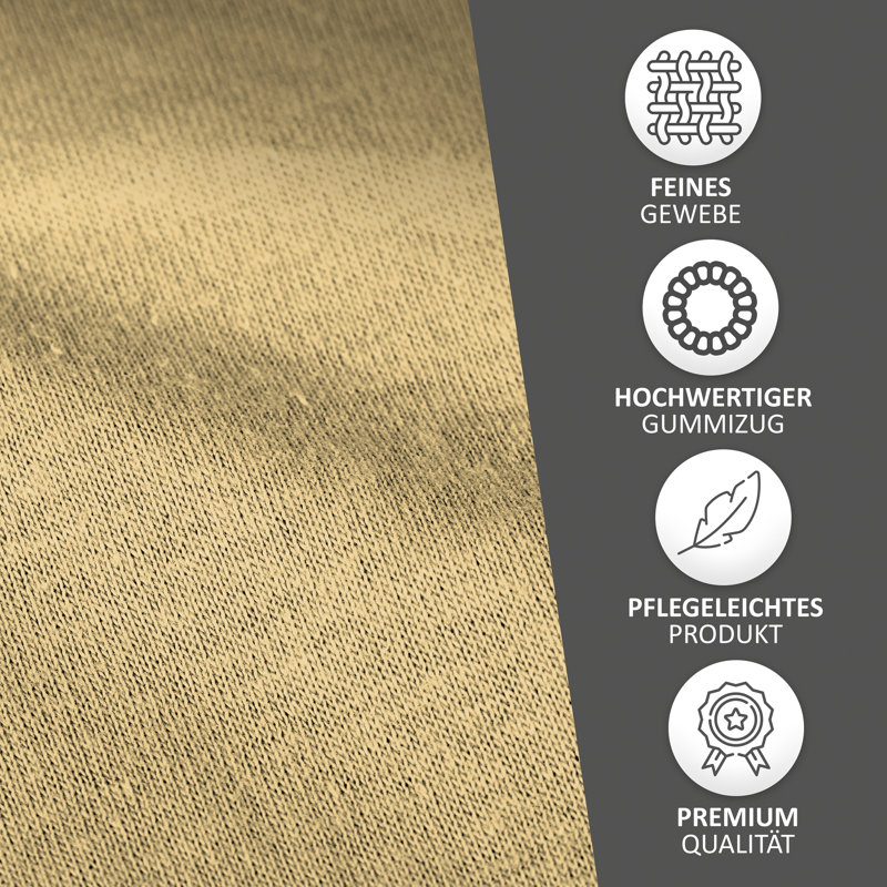 100% Cotton Jersey Knit Fitted Sheet, Yellow, European Double (140 x 200cm)