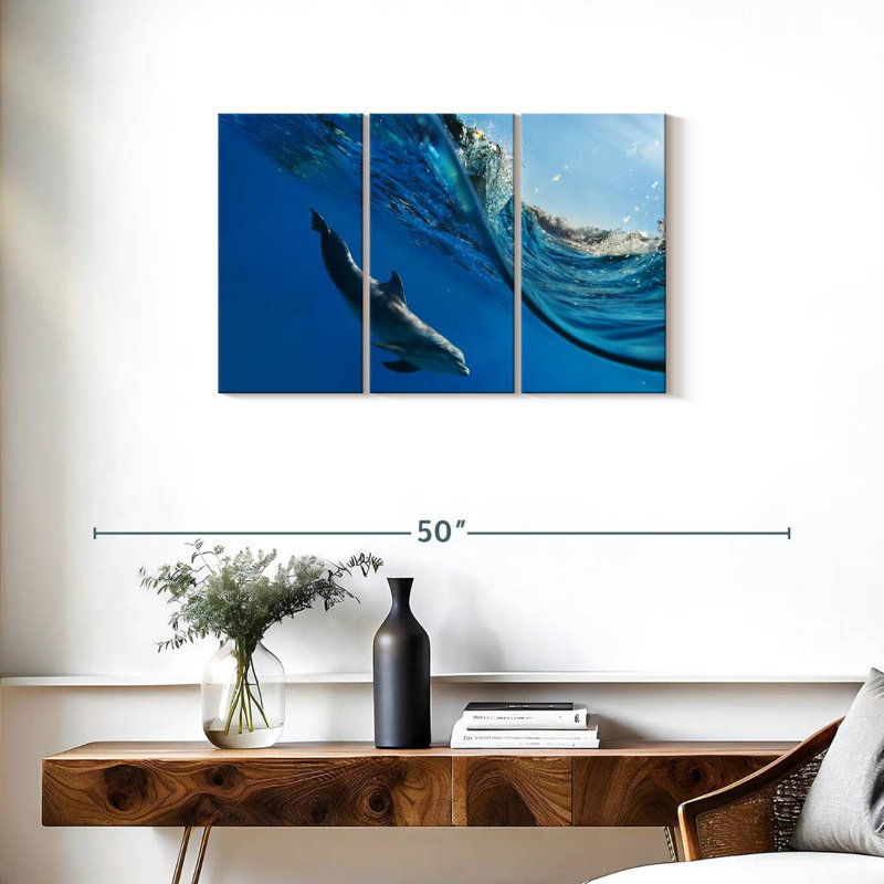 Dolphin Under The Wave, 20" H x 33" W