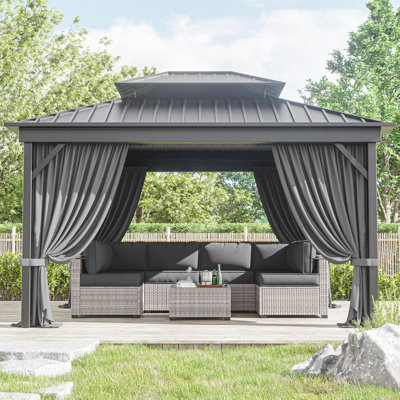13X10 Ft. Outdoor Gazebo Curtains, 4-Panels Sidewall Curtains (Only Curtains)