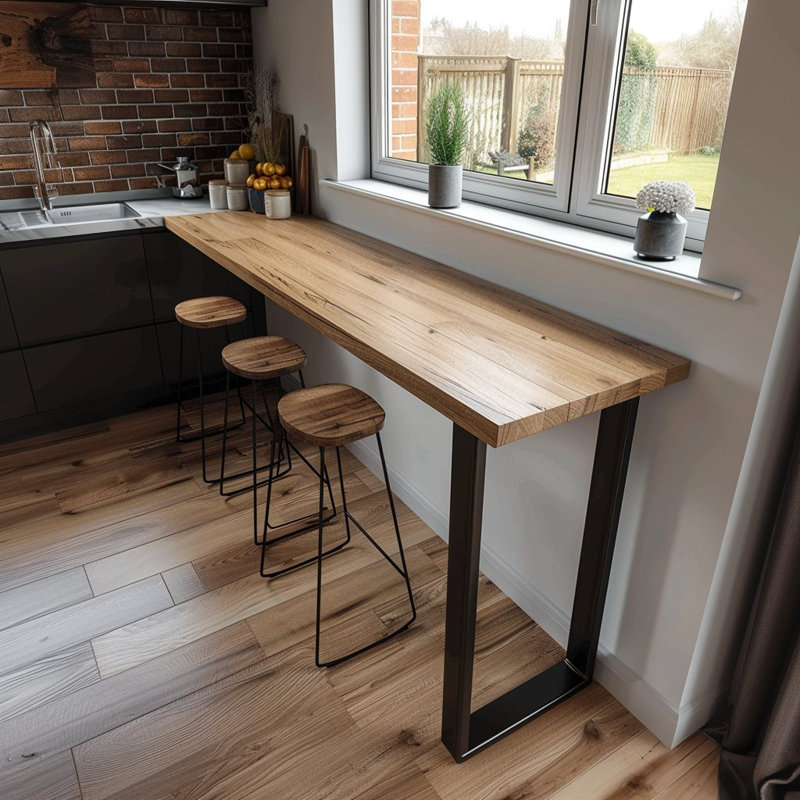 Staved Oak Breakfast Bar Table (Freestanding), 100" H x 250" W x 80" D
