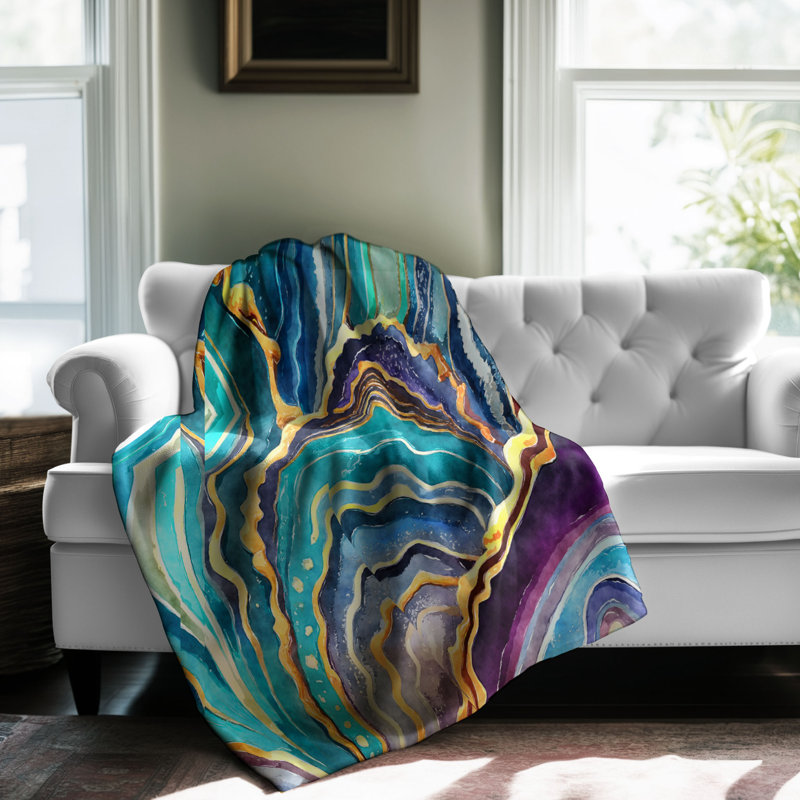 Couverture en sherpa 1 pièce Vivid Spectrum Stone, L 60 po x L 80 po