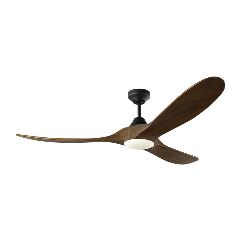 Maverick Smart 60 LED Indoor Ceiling Fan with Threaded Downrod, blades and Handheld Remote, Dark Walnut, Midnight Black