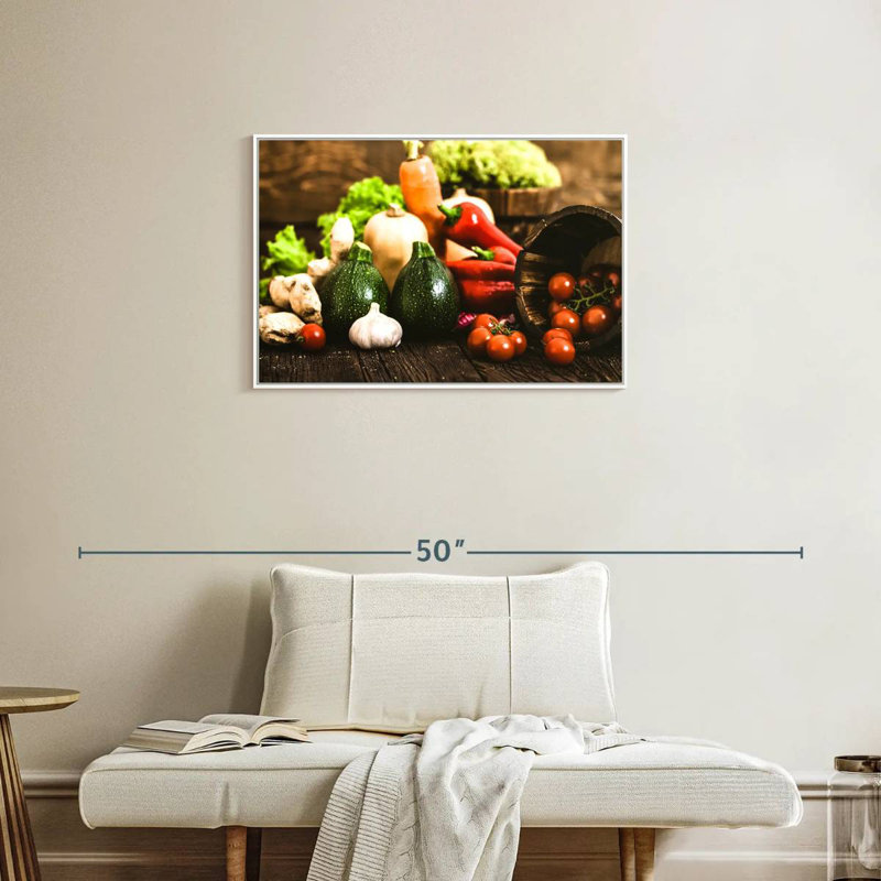 Légumes frais de la ferme, 31 po x 21 po, Cadre flottant blanc