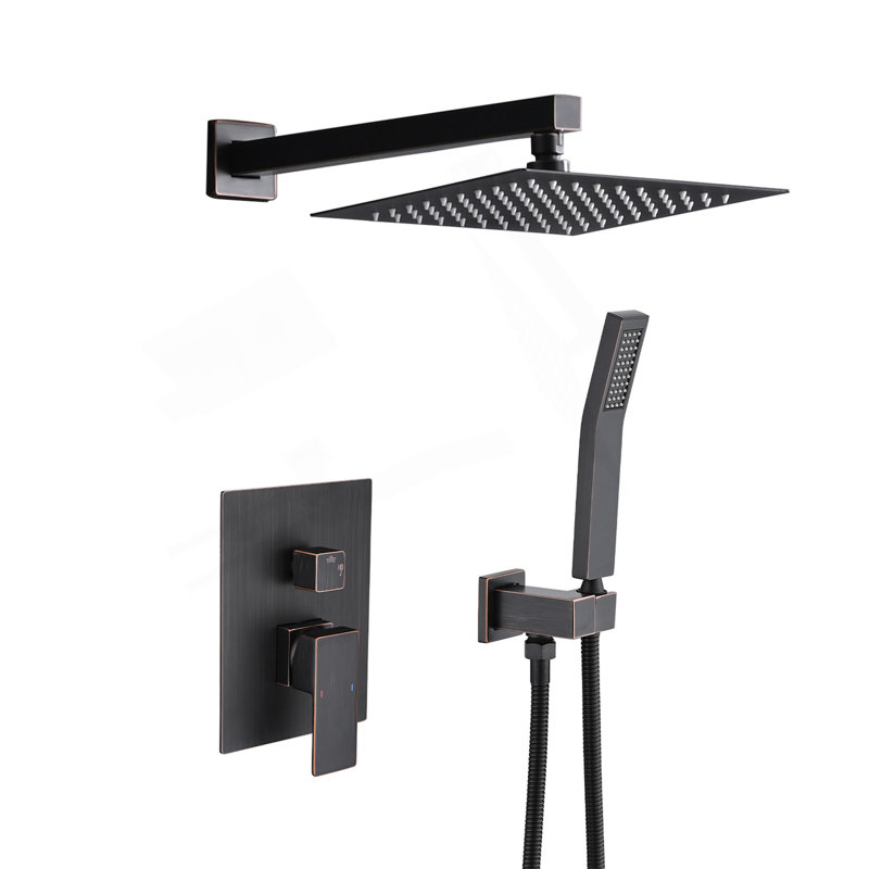 Shower System Shower Faucet Combo Set Wall Mounted With 10" Rainfall Shower Head And Handheld Shower Faucet