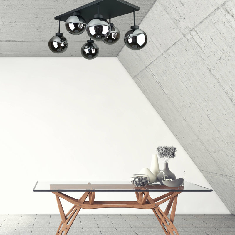 Alexzander Glass Semi Flush Mount, Black, Smoky