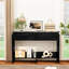 Console cannelée moderne avec tiroir, table d'entrée étroite de 117 cm (46 po) avec plateau en faux marbre, étagère de rangement et design mince pour salon ou couloir.