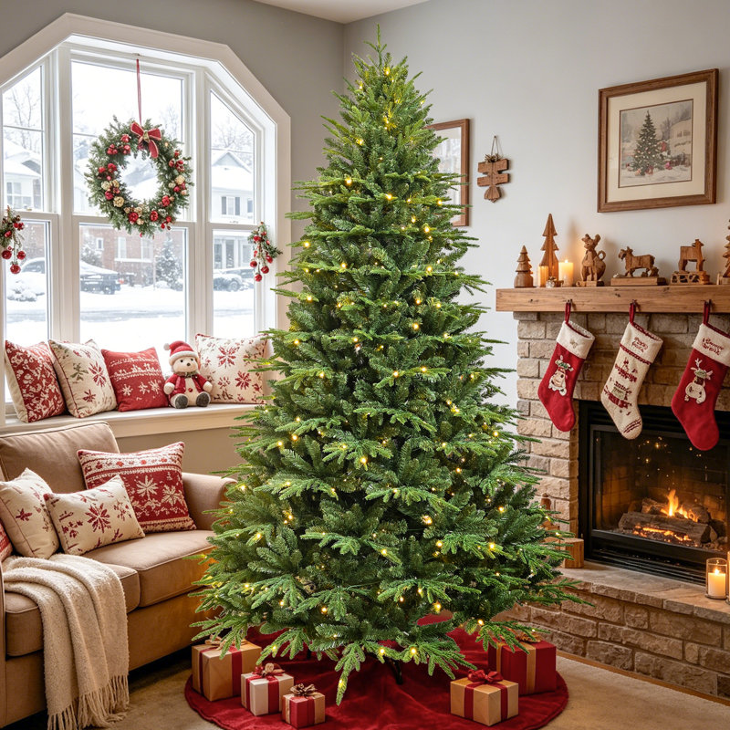 Arbre de Noël artificiel vert pré-éclairé, 9'