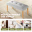 Banc rembourré pour espaces multiples, tissu en lin, rembourrage en mousse confortable, structure en bois d'hévéa, banc Mid-Century moderne avec charge de 250 lb, revêtement et structure-1101064574