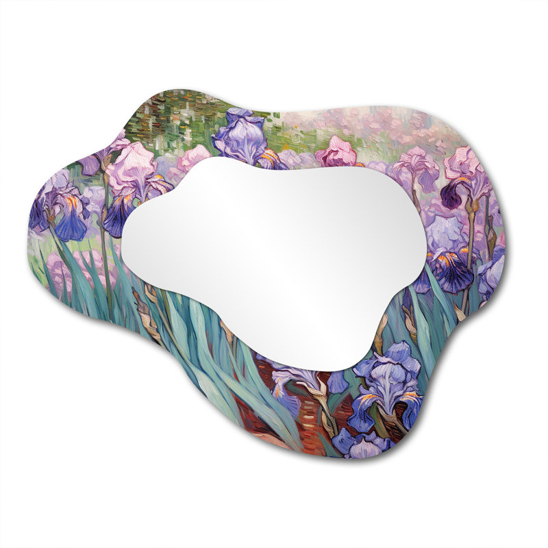 Grand miroir mural traditionnel Garden Of Blossoming - Iris, 27 po x 35 po