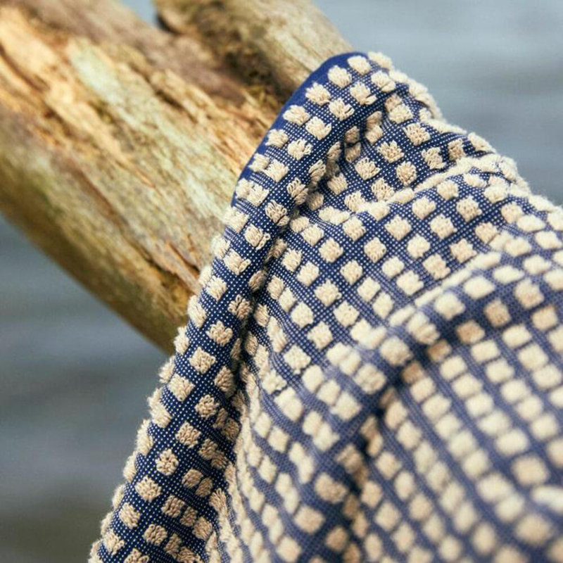 Razaria Organic 100% Cotton Midweight Bath Sheet, Blue/Sand