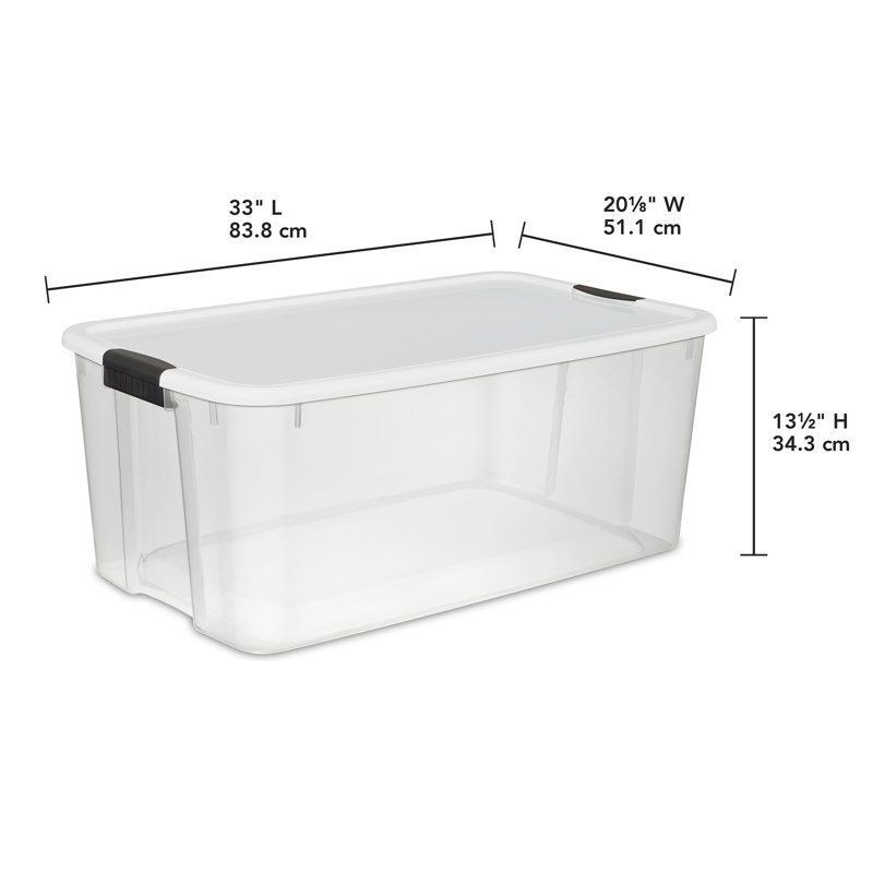 Sterilite Clear Plastic Stackable Storage Bin with White Latch Lid