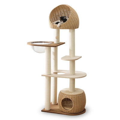 4-Tiers Cat Tree with Cat Condons,Perch,Scratching Posts