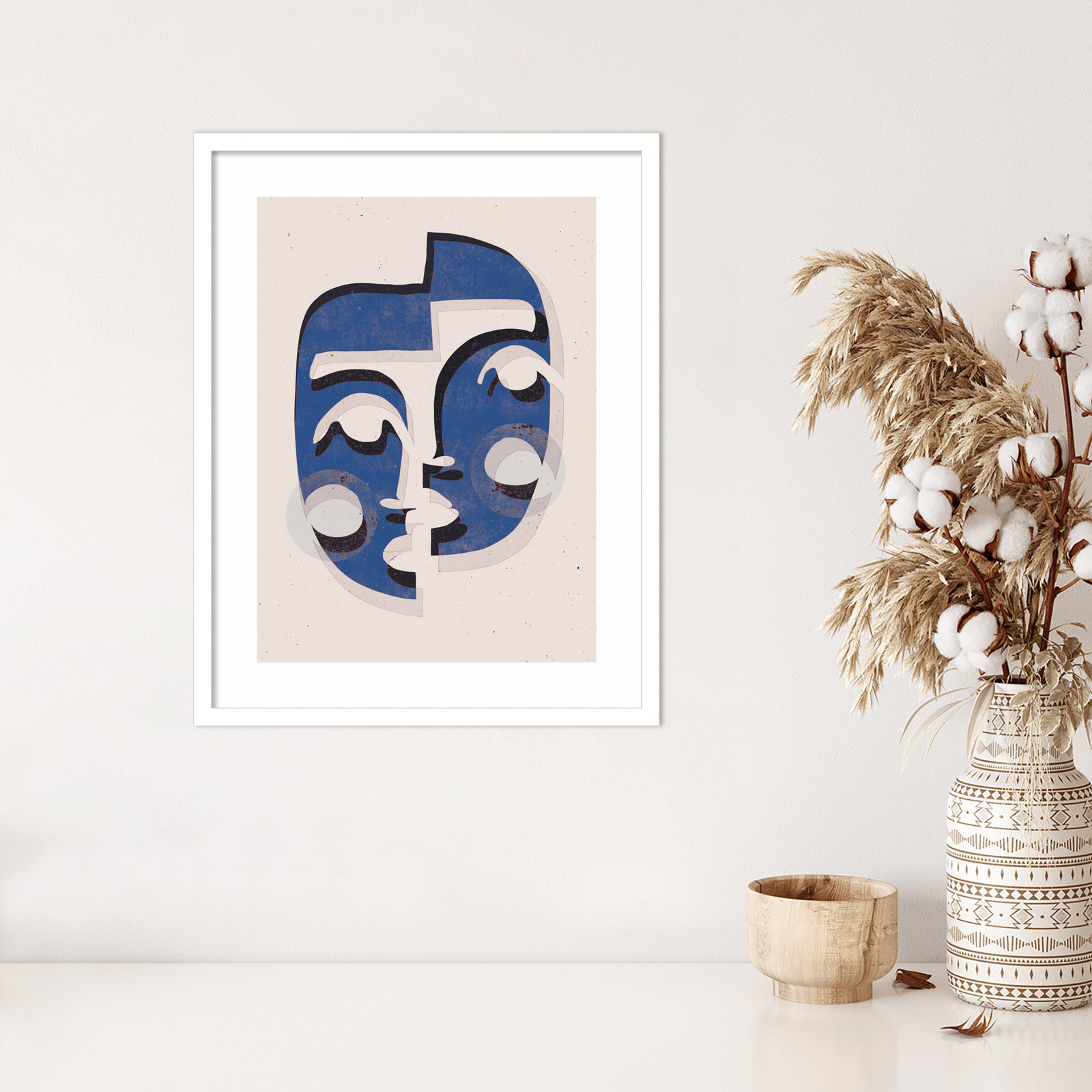 The Blue Mask by Treechild, White, 25" H x 20" W
