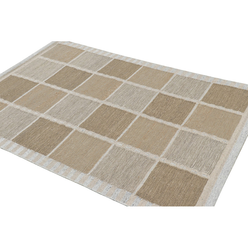 Rug & Kilim’S Scandinavian Rug With Beige-Brown Geometric Patterns, Rectangle 12' x 15'