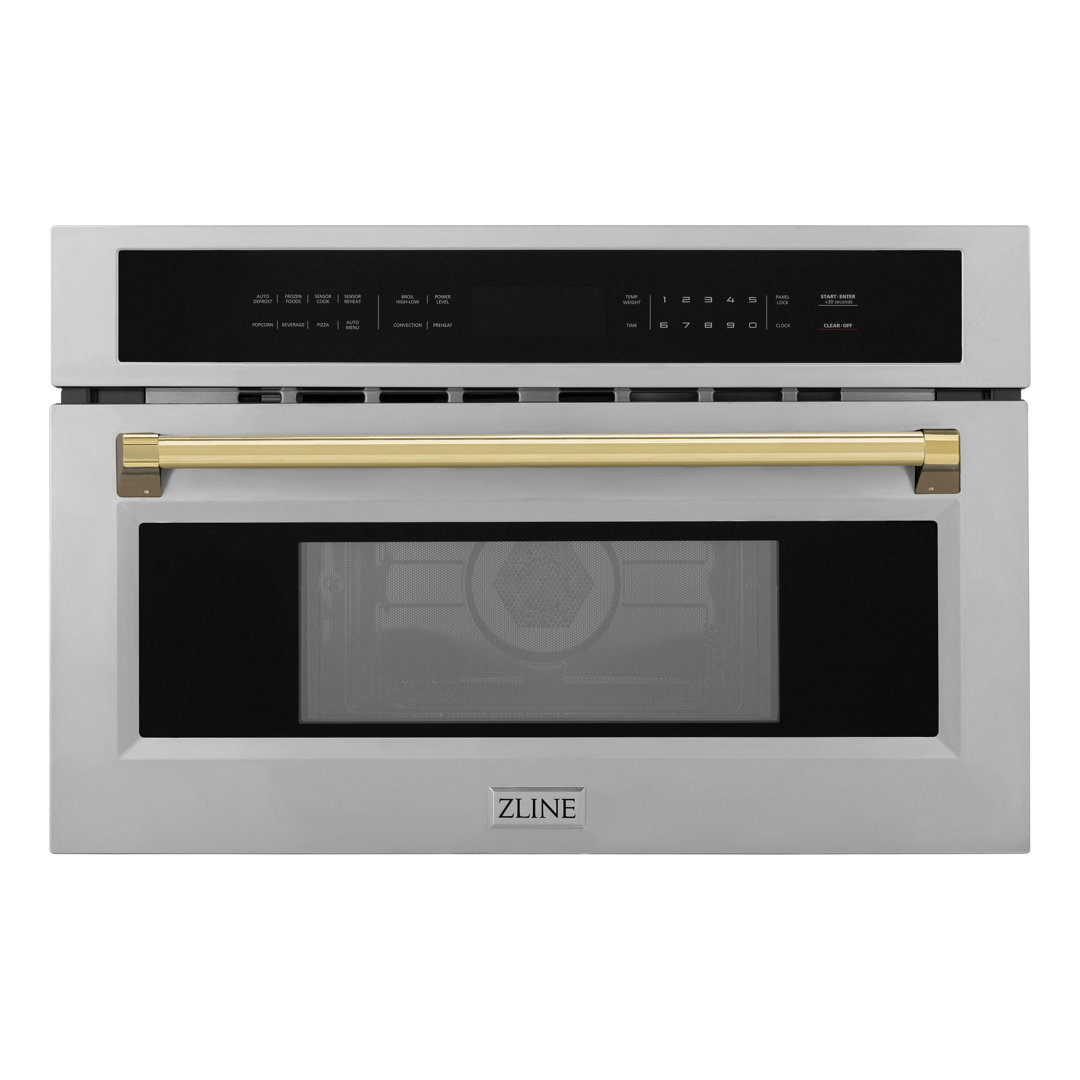 ZLINE Autograph Edition 30 in. 1.6 cu ft. Built-in Convection Microwave Oven in Stainless Steel ZLINE Accent 